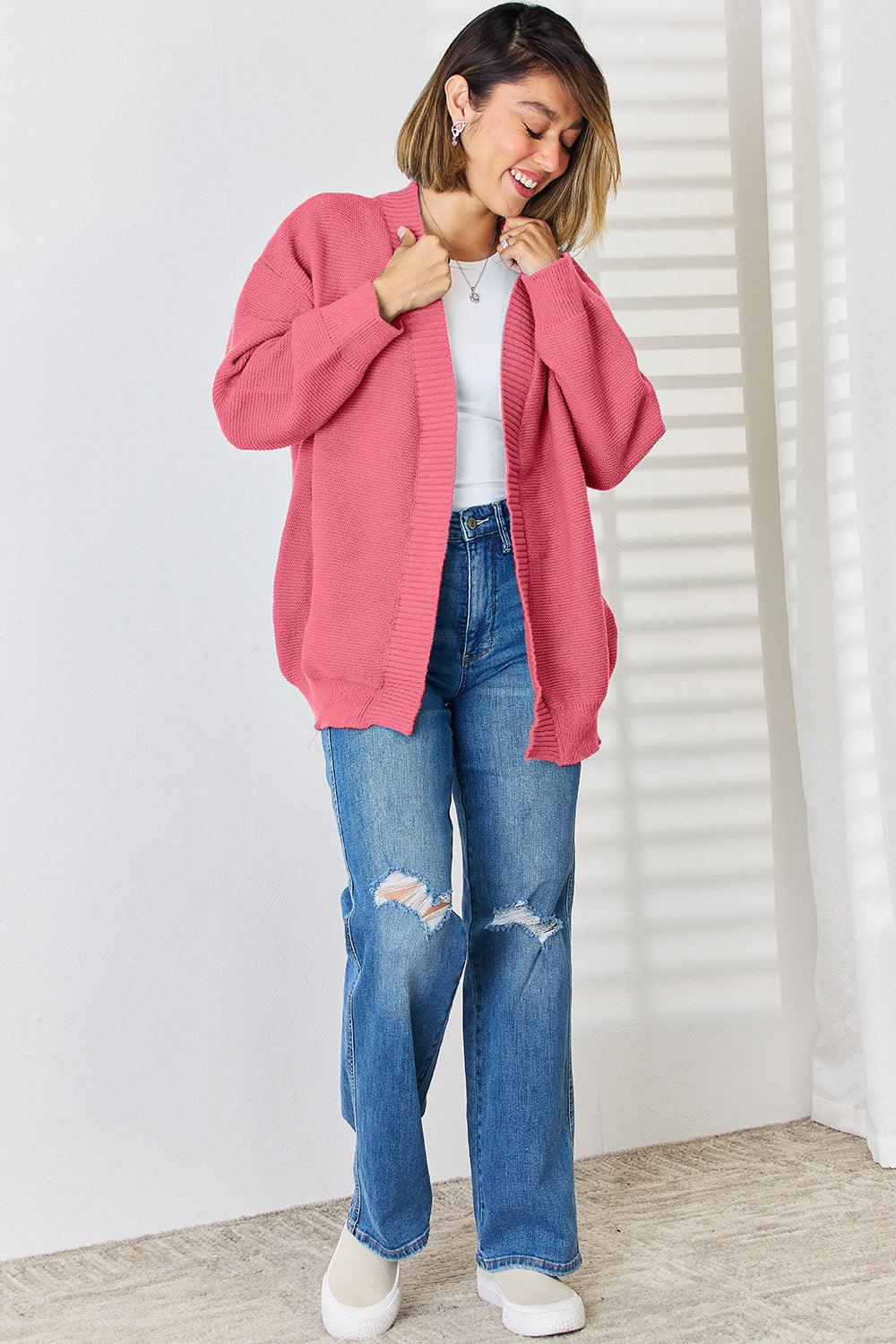 Open Front Dropped Shoulder Cardigan Carauana Store