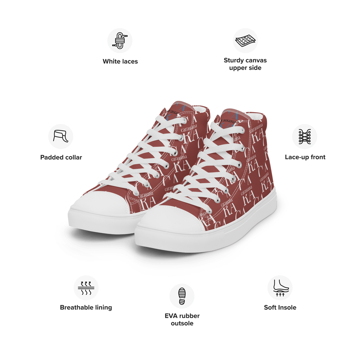 CARAUANA Hip Hop canvas shoes Brown Branded Carauana Store