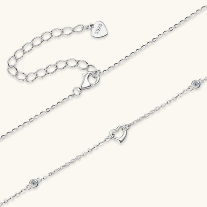 Moissanite 925 Sterling Silver Heart Necklace Carauana Store