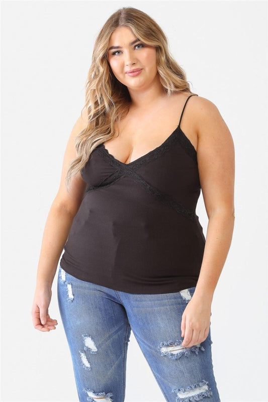 Zenobia Plus Size Lace Detail V-Neck Cami Carauana Store