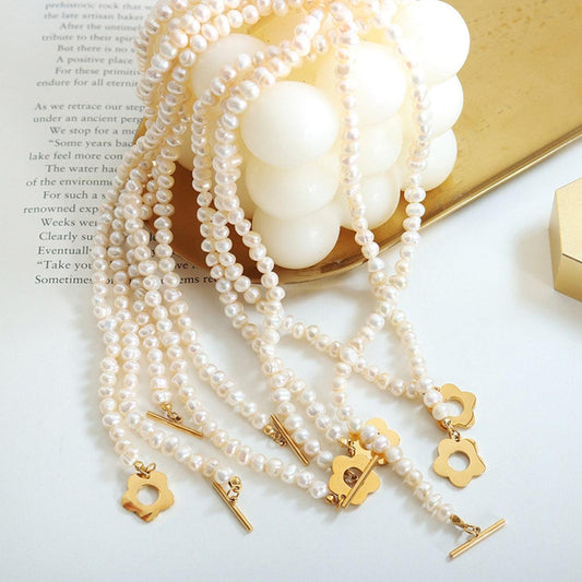Titanium Steel Pearl Flower Necklace Carauana Store
