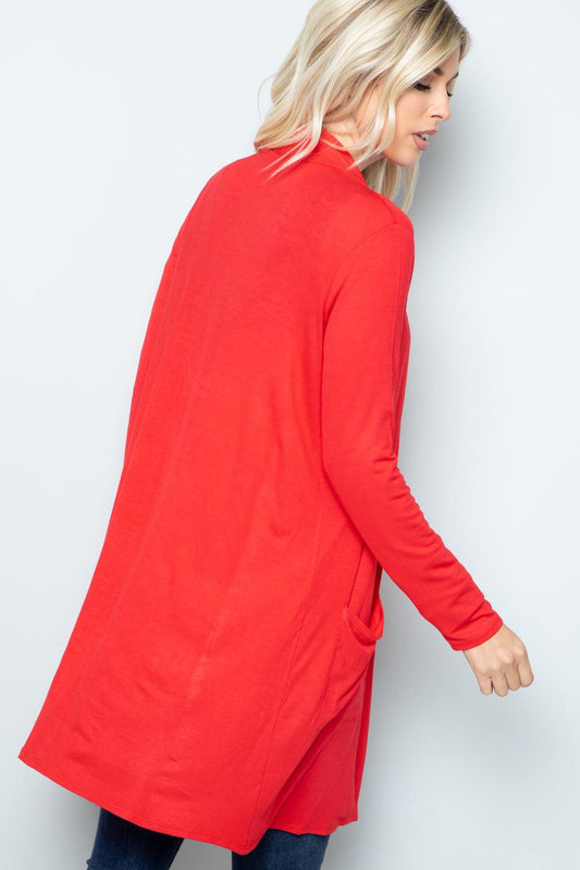 Celeste Full Size Open Front Cardigan with Pockets Carauana Store