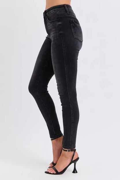 Judy Blue Full Size Mid Rise Tummy Control Skinny Jeans Plus Size Carauana Store