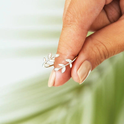 925 Sterling Silver Zircon Leaf Shape Ring Carauana Store