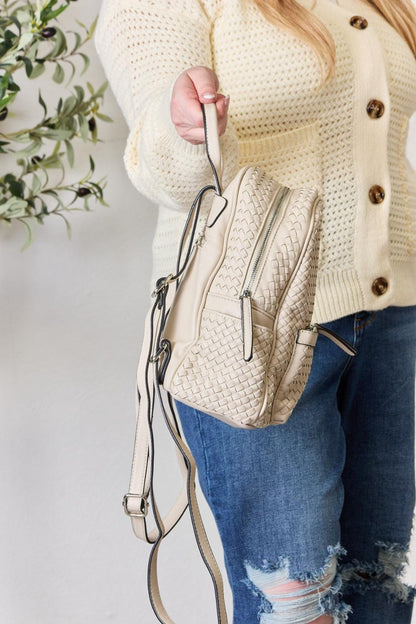 SHOMICO PU Leather Woven Backpack Carauana Store