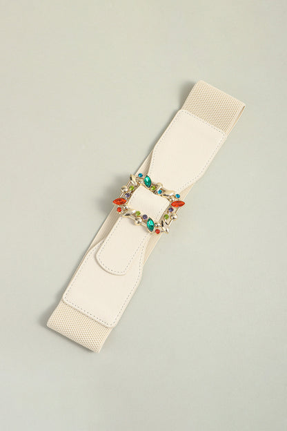 Multicolored Leaf Buckle Elastic Belt CaRaUaNa Fashion