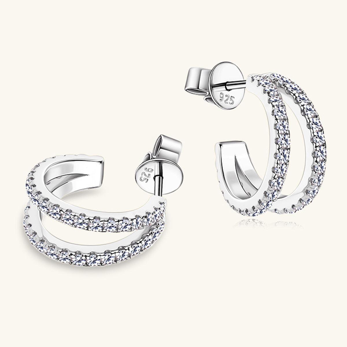 Moissanite 925 Sterling Silver C-Hoop Earrings CaRaUaNa Fashion