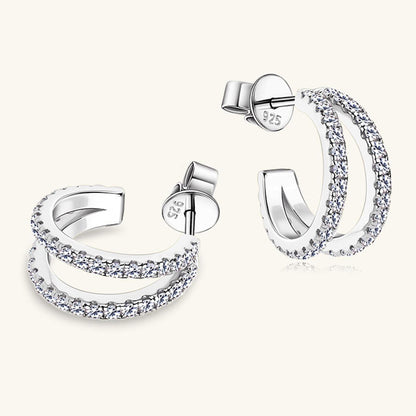Moissanite 925 Sterling Silver C-Hoop Earrings CaRaUaNa Fashion