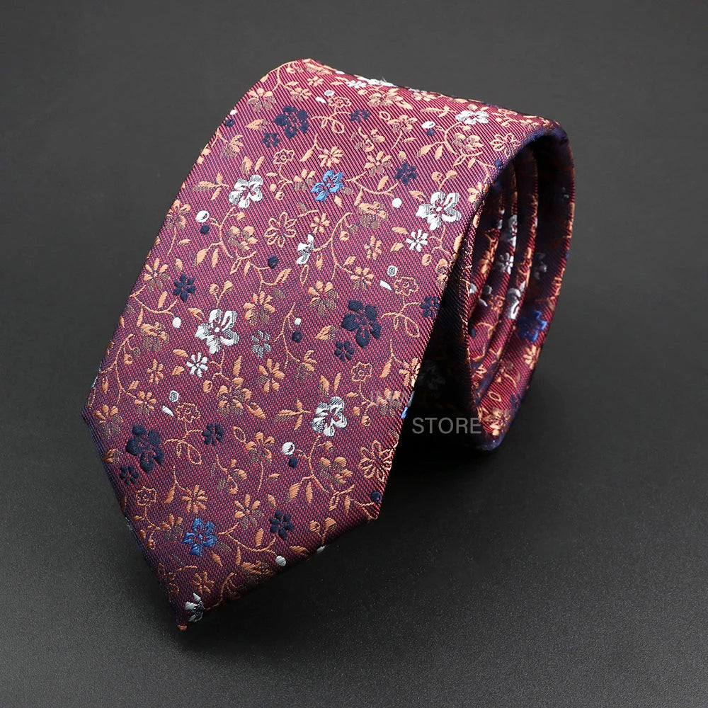 Floral patterned tie on a dark gray background