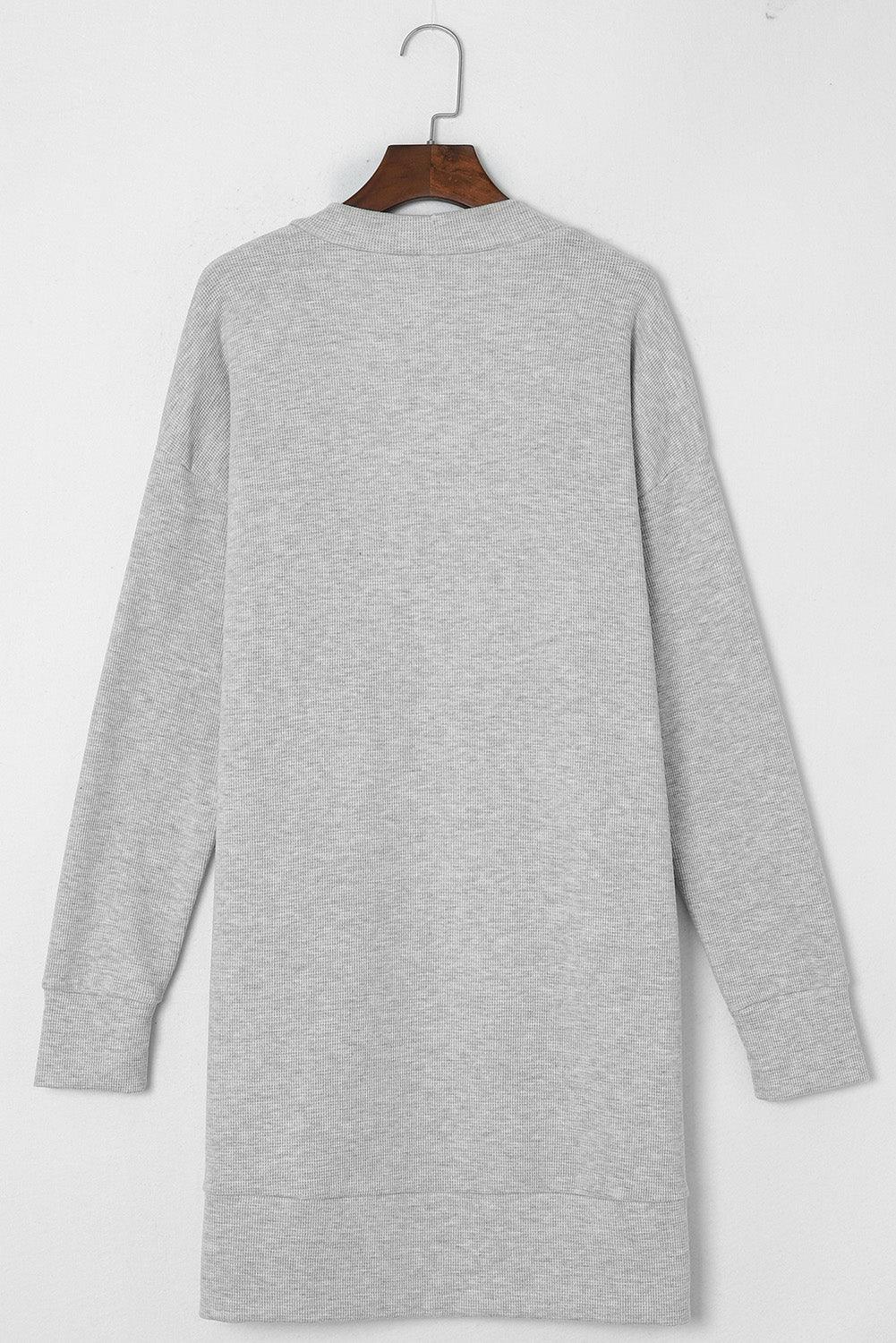 Pocketed Open Front Long Sleeve Cardigan Carauana Store