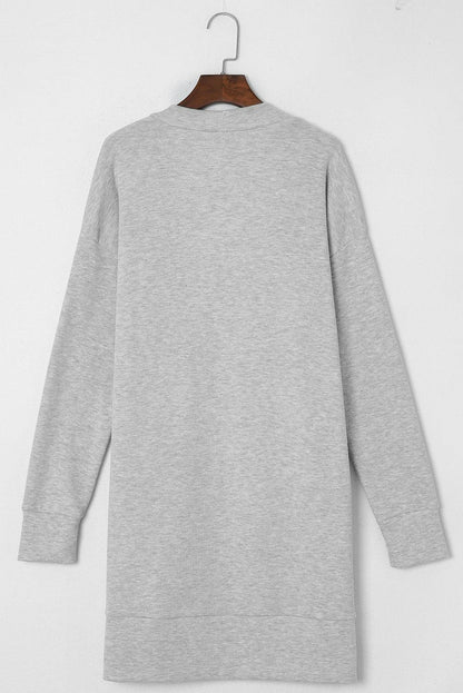 Pocketed Open Front Long Sleeve Cardigan Carauana Store