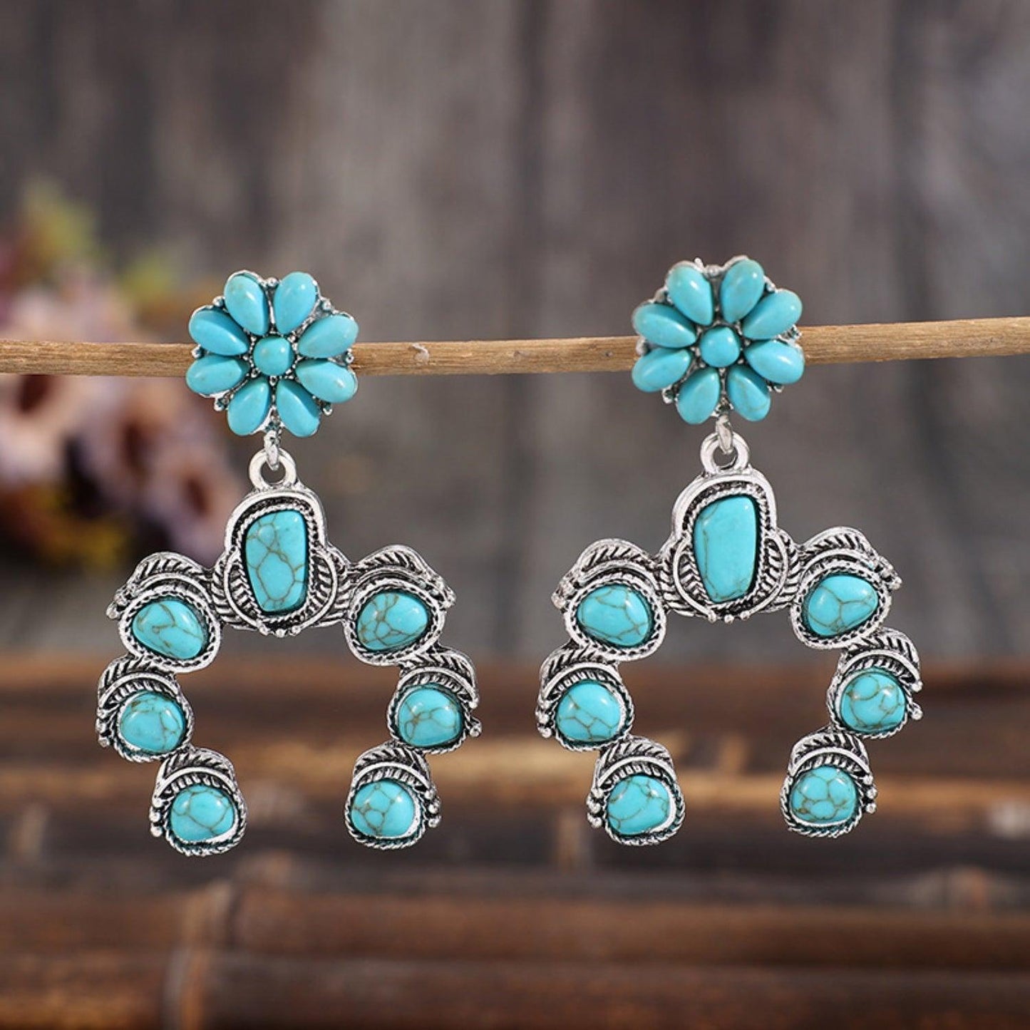 Artificial Turquoise Alloy Dangle Earrings CaRaUaNa Fashion