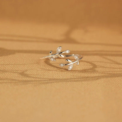 925 Sterling Silver Zircon Leaf Shape Ring Carauana Store