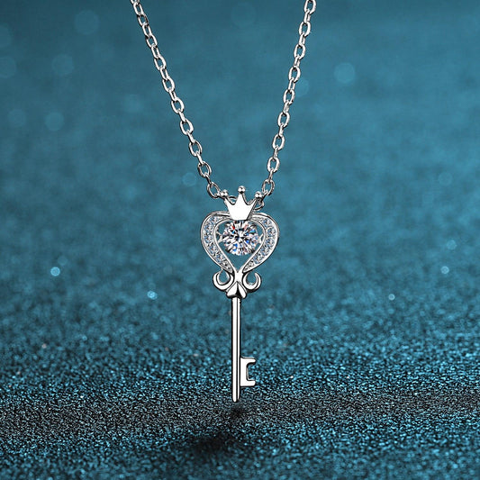 Key Shape Moissanite 925 Sterling Silver Necklace Carauana Store