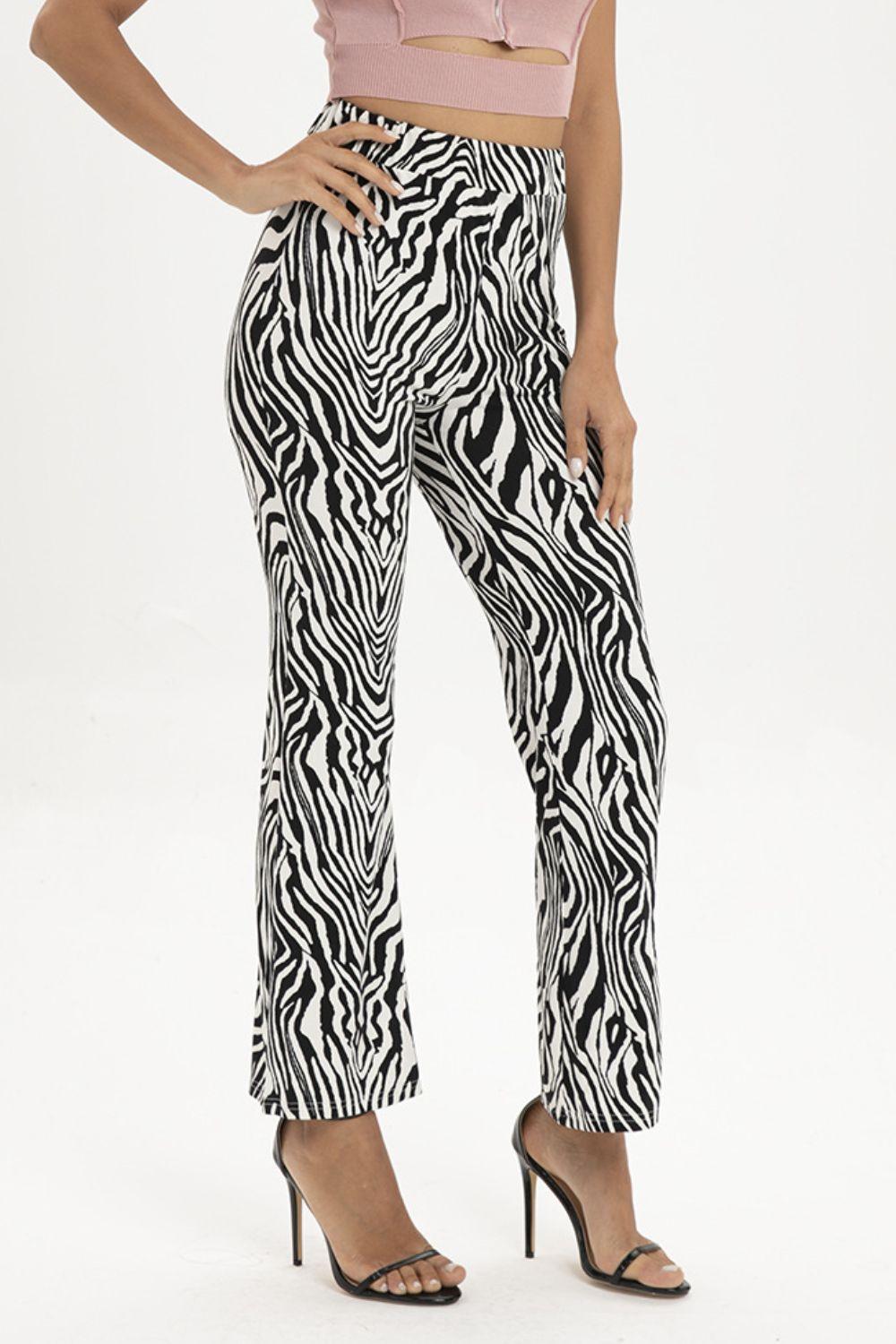Zebra Print Straight Leg Pants CaRaUaNa Fashion