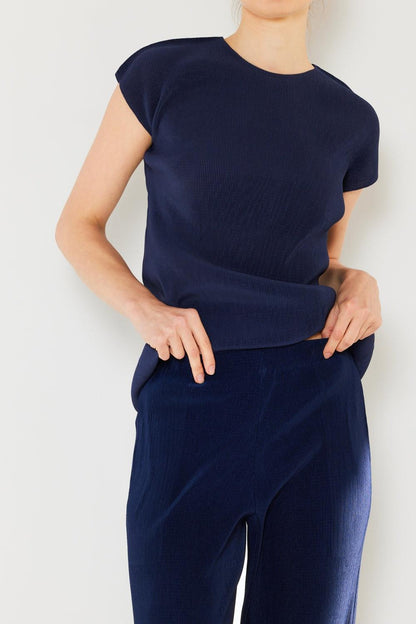 Marina West Swim Rib Pleated Cap Sleeve Top Carauana Store