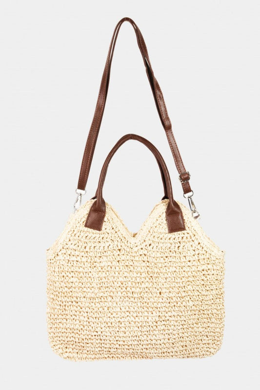 Fame Straw Braided Faux Leather Strap Shoulder Bag Carauana Store
