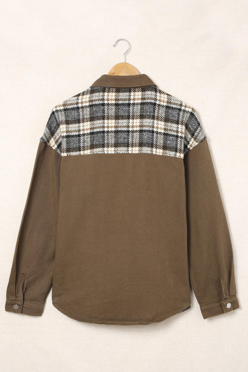 Plaid Collared Denim Jacket Carauana Store