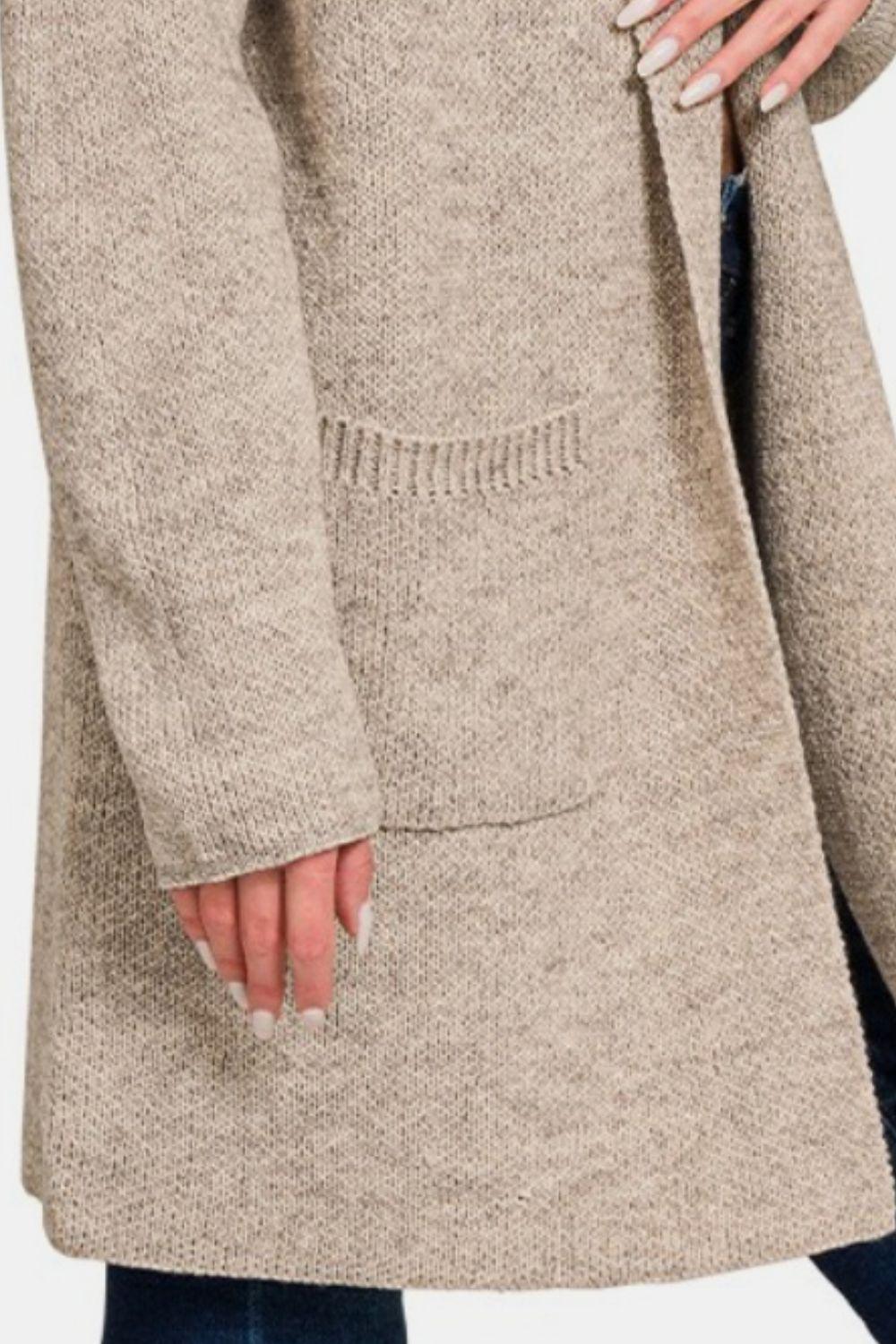 Zenana Hooded Open Front Sweater Cardigan Carauana Store