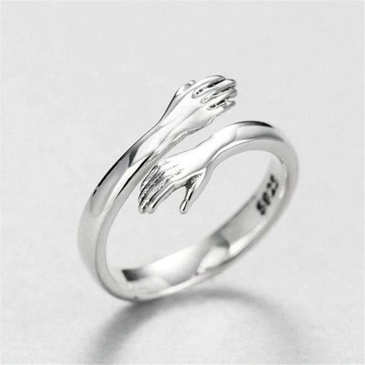 Hug Shape 925 Sterling Silver Bypass Ring Carauana Store
