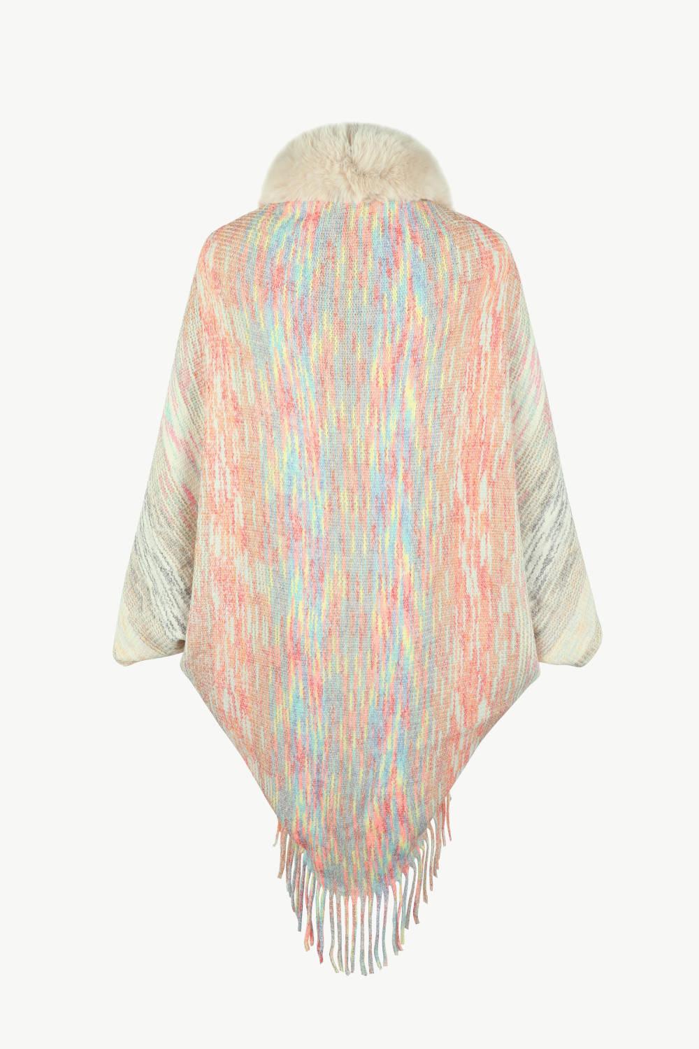 Open Front Fringe Hem Poncho Carauana Store