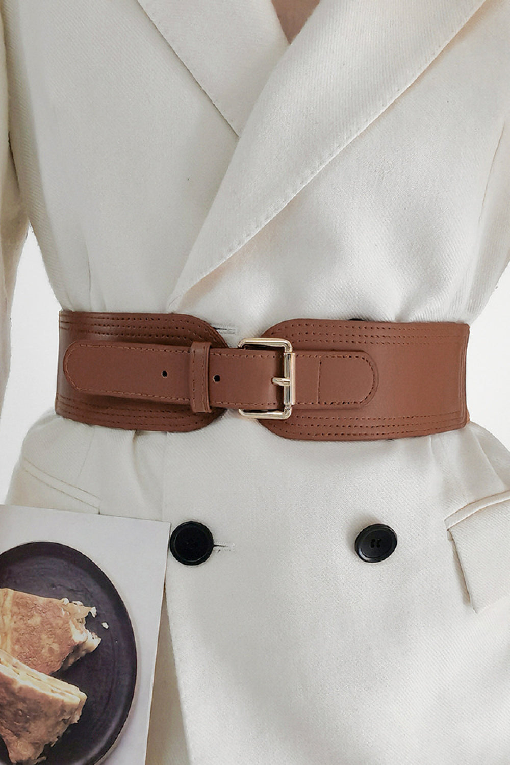 Elastic Wide PU Belt CaRaUaNa Fashion