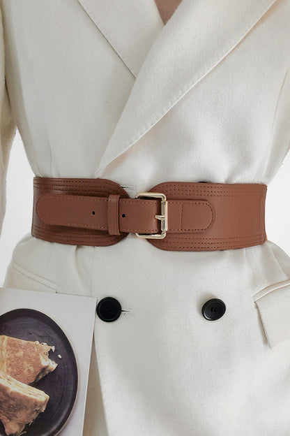 Elastic Wide PU Belt CaRaUaNa Fashion
