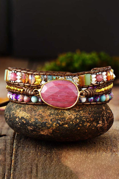 Handmade Crystal Beaded Natural Stone Bracelet CaRaUaNa Fashion