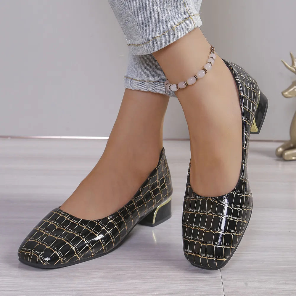 Square Toe Block Heels Pumps Carauana Store