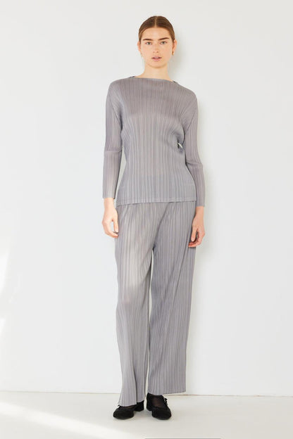 Marina West Swim Pleated Long Sleeve Boatneck Top Carauana Store