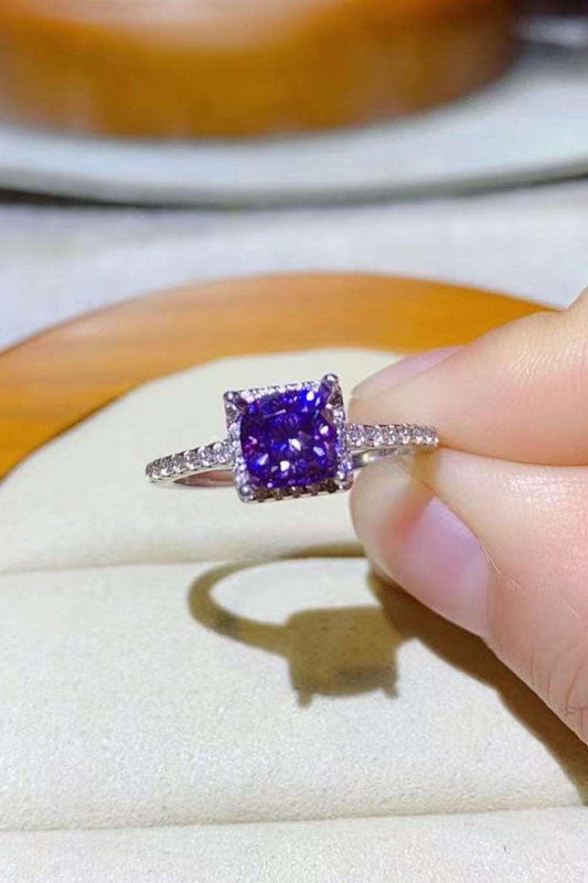 1 Carat Moissanite Platinum-Plated Square Ring Carauana Store