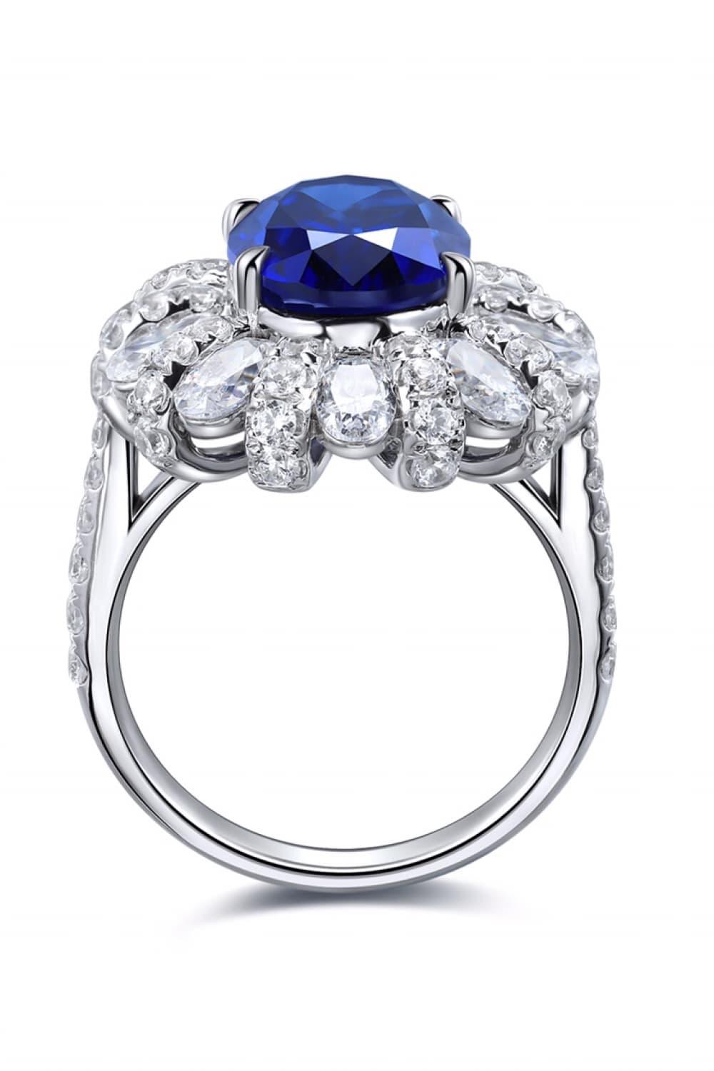 5 Carat Lab-Grown Sapphire Flower Shape Ring CaRaUaNa Fashion