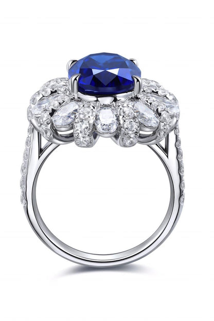 5 Carat Lab-Grown Sapphire Flower Shape Ring CaRaUaNa Fashion