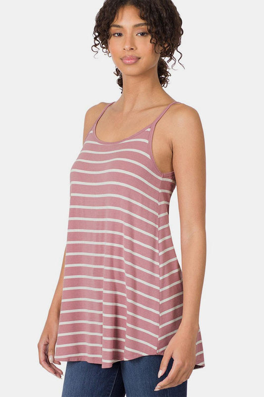 Zenana Striped Curved Hem Cami Carauana Store