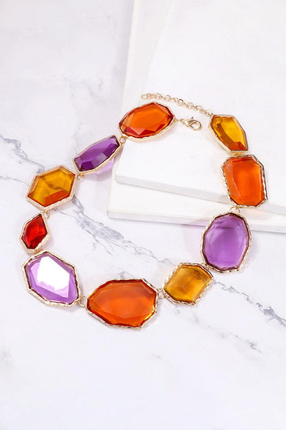 Geometrical Shape Zinc Alloy Frame Resin Necklace Carauana Store