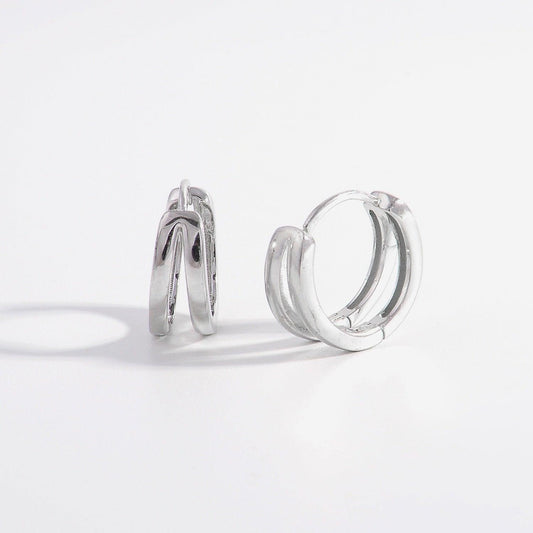 925 Sterling Silver Inlaid Zircon Huggie Earrings Carauana Store
