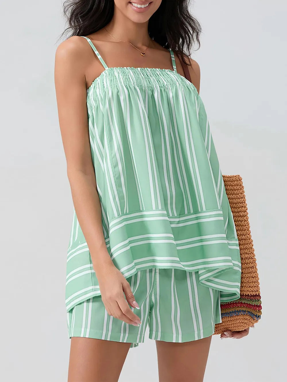 Smocked Square Neck Cami and Shorts Set Carauana Store