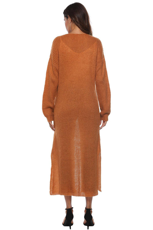 Long Sleeve Open Front Buttoned Cardigan Carauana Store