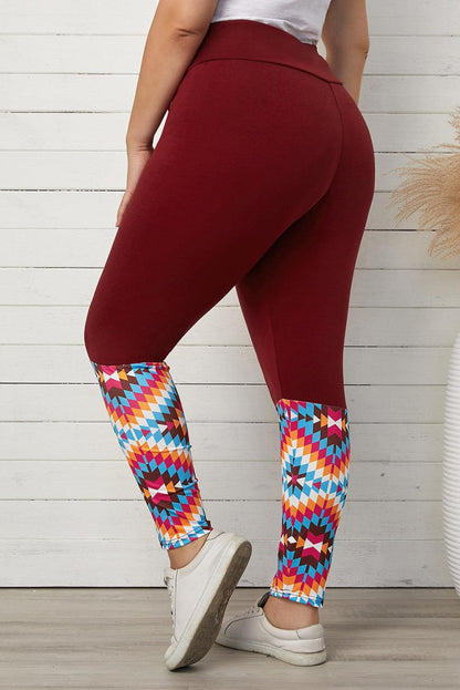 Plus Size Geometric Print High Waist Leggings Carauana Store
