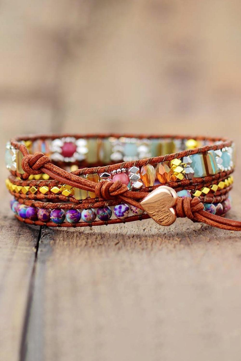 Handmade Crystal Beaded Natural Stone Bracelet CaRaUaNa Fashion