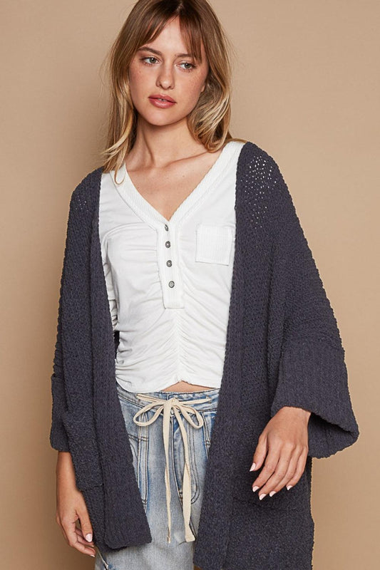 POL Open Front Sweater Cardigan with Pockets Carauana Store