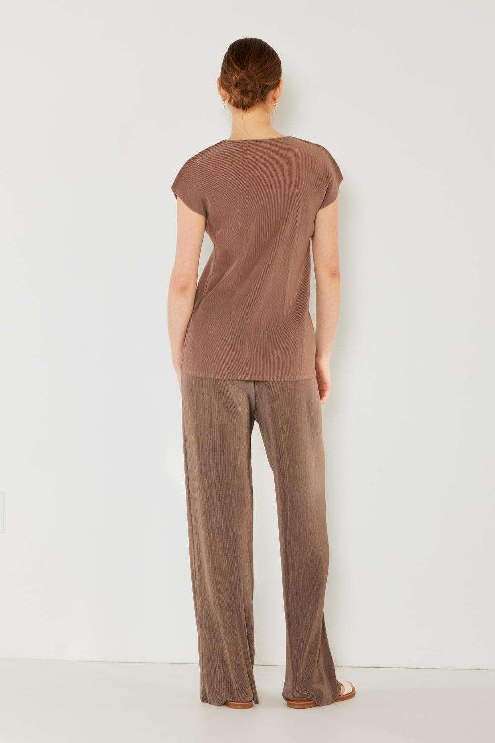 Marina West Swim Rib Pleated Cap Sleeve Top Carauana Store