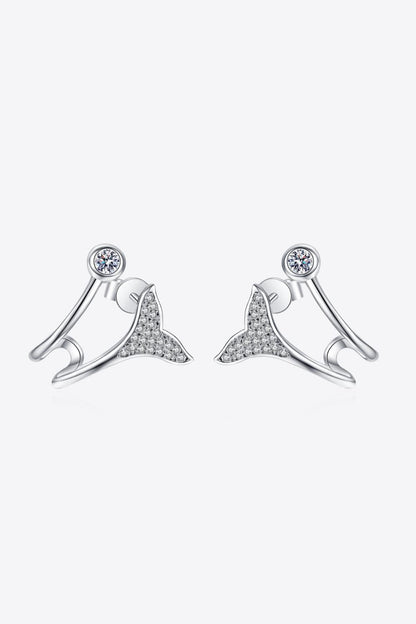 Moissanite Fishtail Rhodium-Plated Earrings CaRaUaNa Fashion