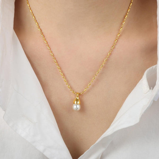 Titanium Steel Pearl Pendant Necklace Carauana Store