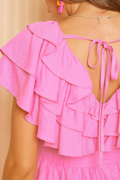 Idem Ditto Ruffled Layered Tie Back Romper Carauana Store