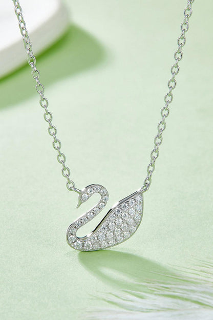 Moissanite Swan 925 Sterling Silver Necklace CaRaUaNa Fashion