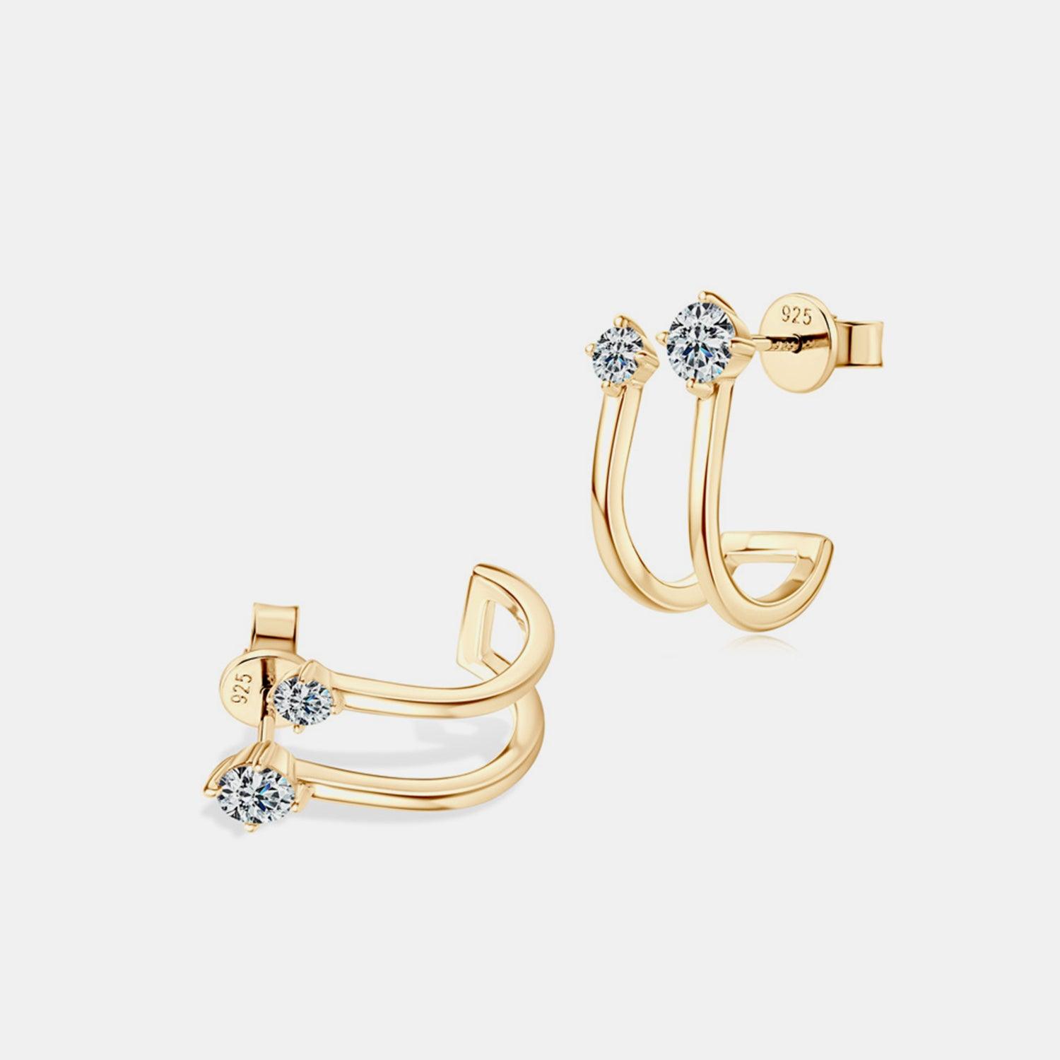 Moissanite 925 Sterling Silver C-Hoop Earrings Carauana Store