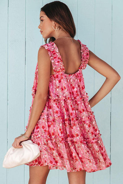 Printed Square Neck Sleeveless Mini Dress Carauana Store