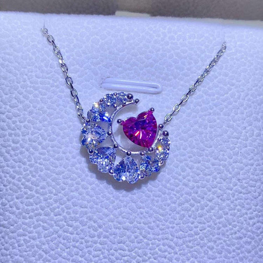 1 Carat Moissanite 925 Sterling Silver Heart Necklace Carauana Store