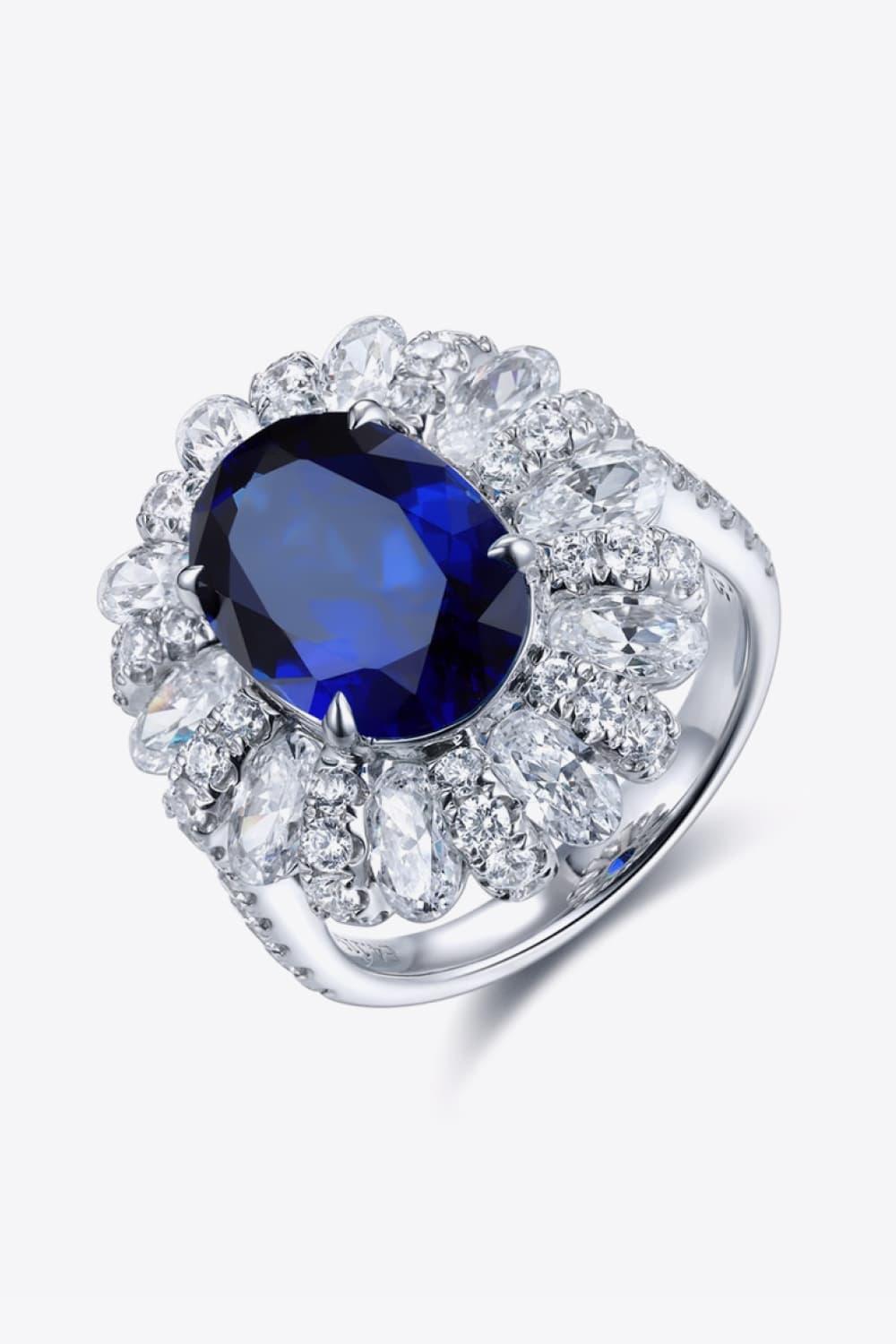 5 Carat Lab-Grown Sapphire Flower Shape Ring CaRaUaNa Fashion